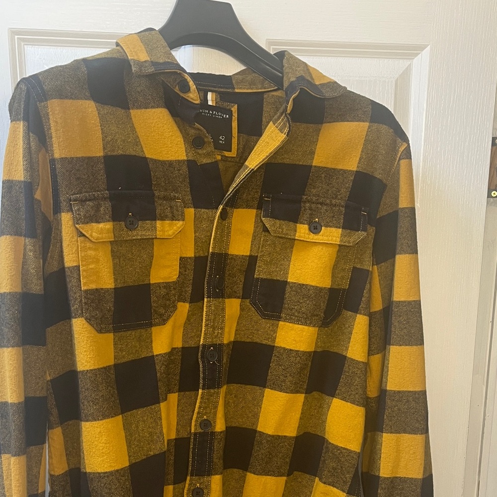 Goodfellow & Co Men's Plaid Shirt Jacket - Yellow and Black